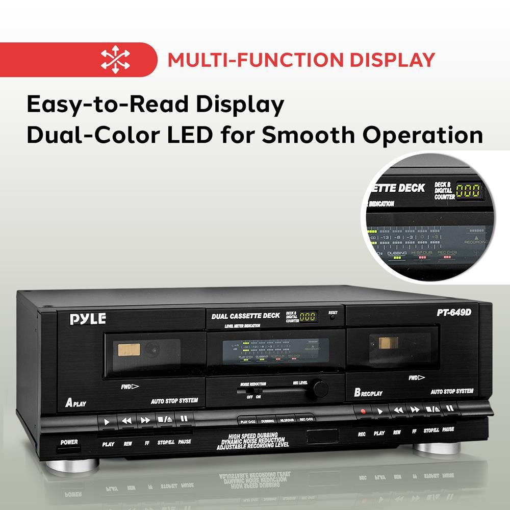 Pyle Rack-Mount Dual Cassette Deck with High-Speed Dubbing - view 6