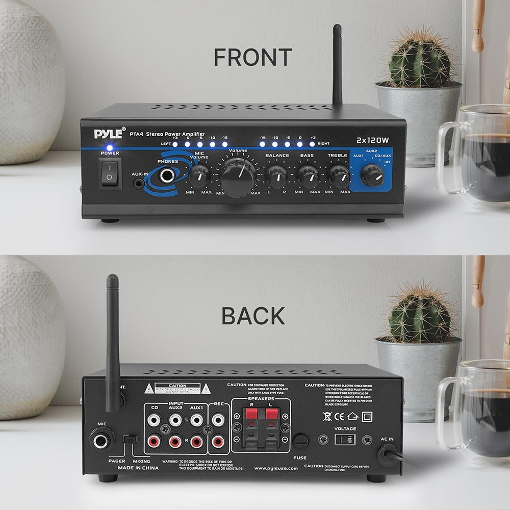 Pyle 240W 2-Channel Mini Stereo Amplifier, Mixer & Pager with Mic Input - view 3