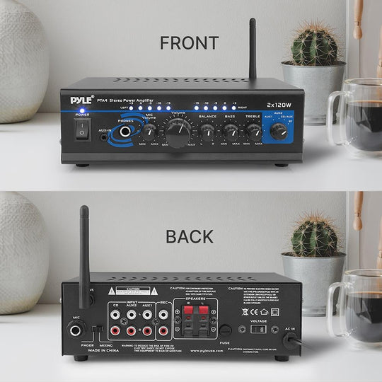 Pyle 240W 2-Channel Mini Stereo Amplifier, Mixer & Pager with Mic Input - view 3