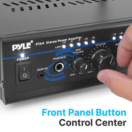 Pyle 240W 2-Channel Mini Stereo Amplifier, Mixer & Pager with Mic Input - view 5