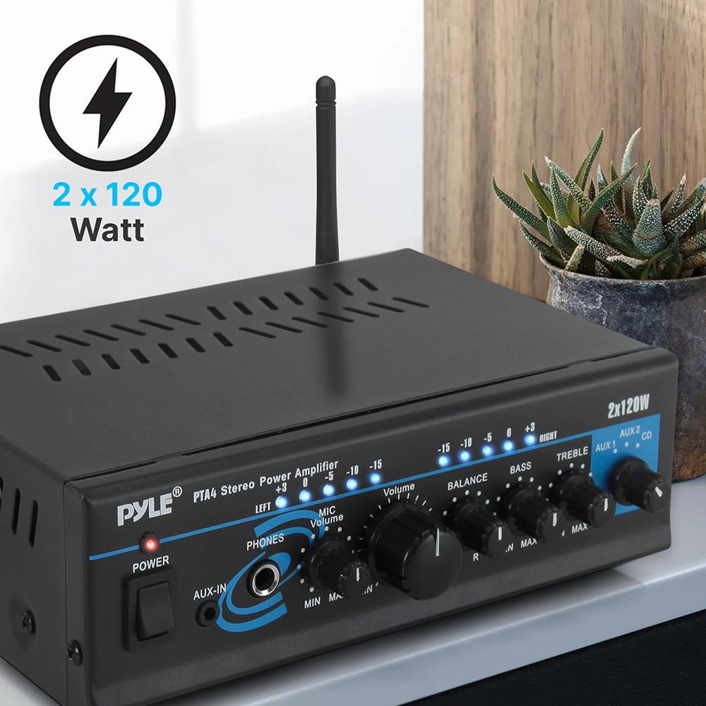 Pyle 240W 2-Channel Mini Stereo Amplifier, Mixer & Pager with Mic Input - view 7