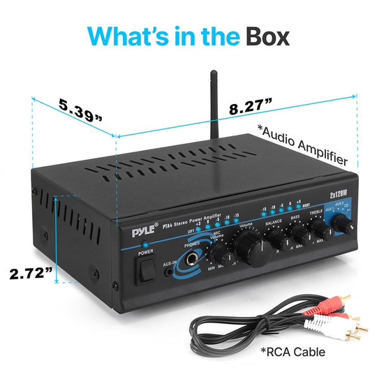 Pyle 240W 2-Channel Mini Stereo Amplifier, Mixer & Pager with Mic Input - view 8