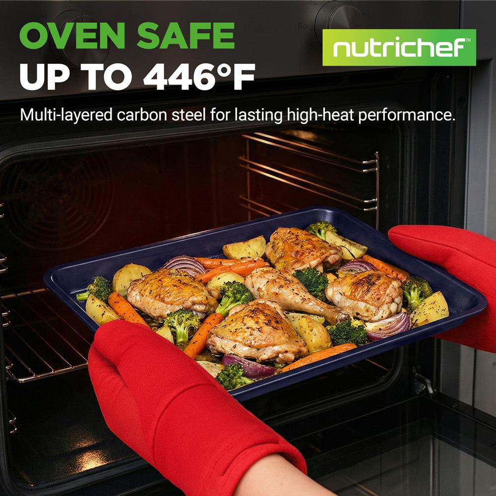 NutriChef 6-Piece Nonstick Carbon Steel Bakeware Set, Blue - view 3