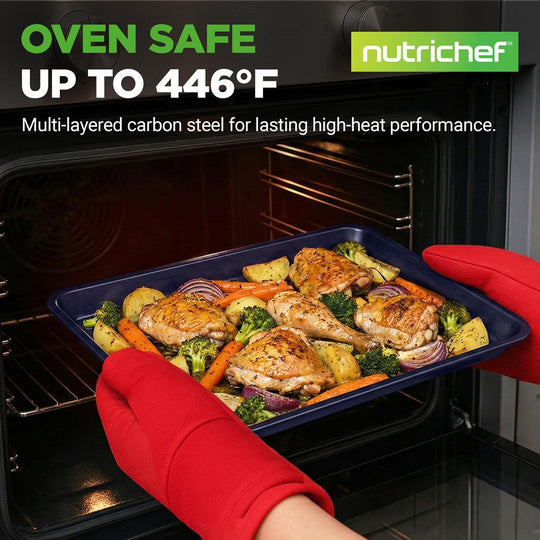NutriChef 6-Piece Nonstick Carbon Steel Bakeware Set, Blue - view 3