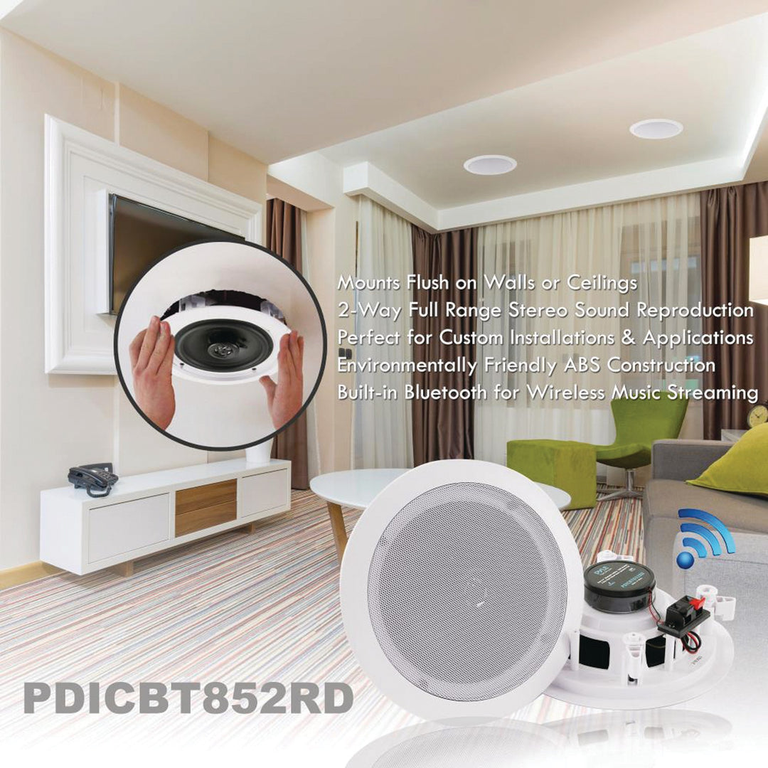 Pyle 8-In. 250W Bluetooth In-Ceiling/In-Wall Speaker Pair with Polymer Tweeter, 8 Ohms - view 5