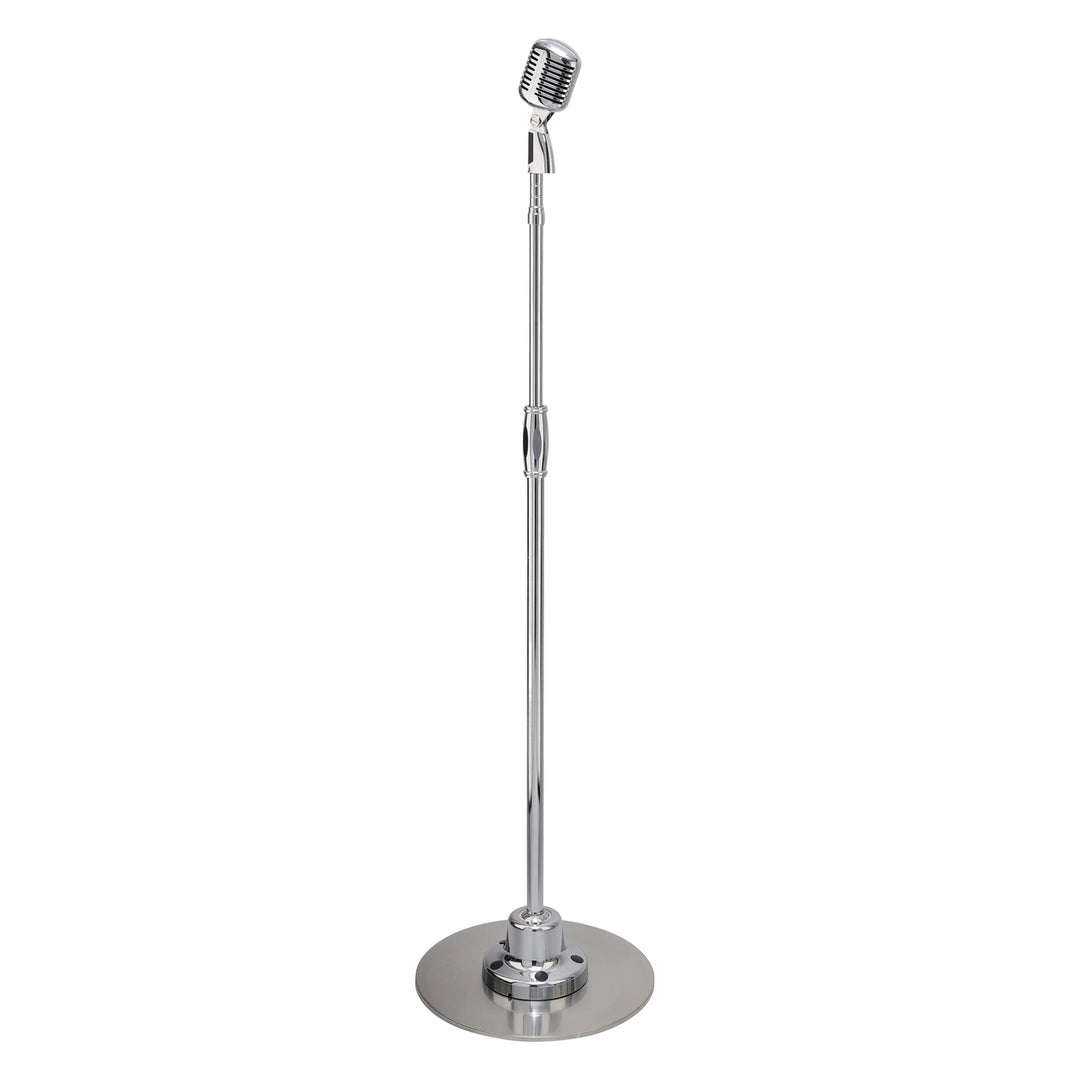 Pyle Retro Vintage-Style Dynamic Microphone with Adjustable Swing Stand, Silver
