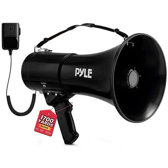 Pyle 50W Megaphone Bullhorn with Siren, Aux Input & Handheld Mic - view 2