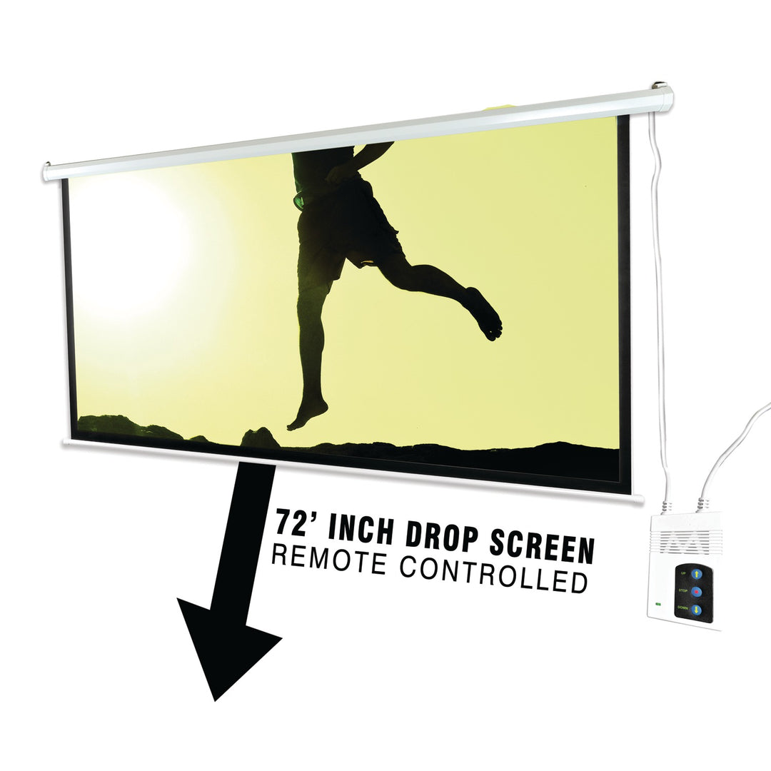 Pyle 72-In. Motorized Projector Screen with Remote, 4:3 Matte White, Wall or Ceiling Mount - view 2