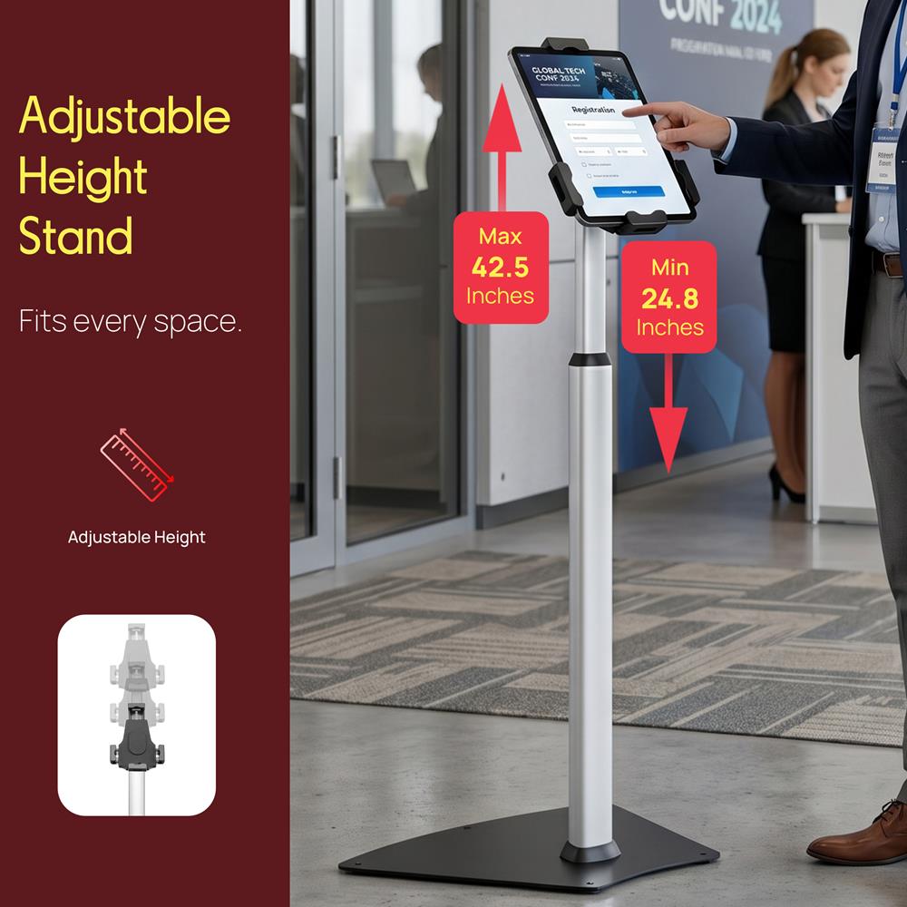Pyle Anti-Theft Tablet Kiosk Floor Stand for 7.9 to 10.1-In. Tablets - view 3