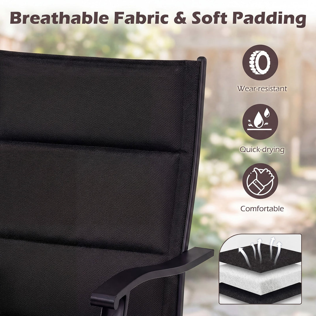 Padded Patio Swivel Chairs Set of 2 Ergonomic Outdoor Dining Chairs with Breathable Fabric