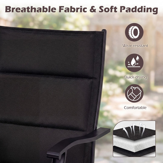 Padded Patio Swivel Chairs Set of 2 Ergonomic Outdoor Dining Chairs with Breathable Fabric