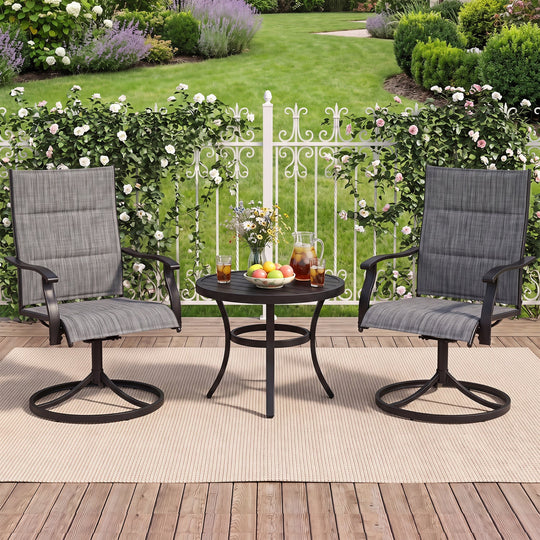 Swivel Patio Dining Chairs Set of 2 with Padded Seats