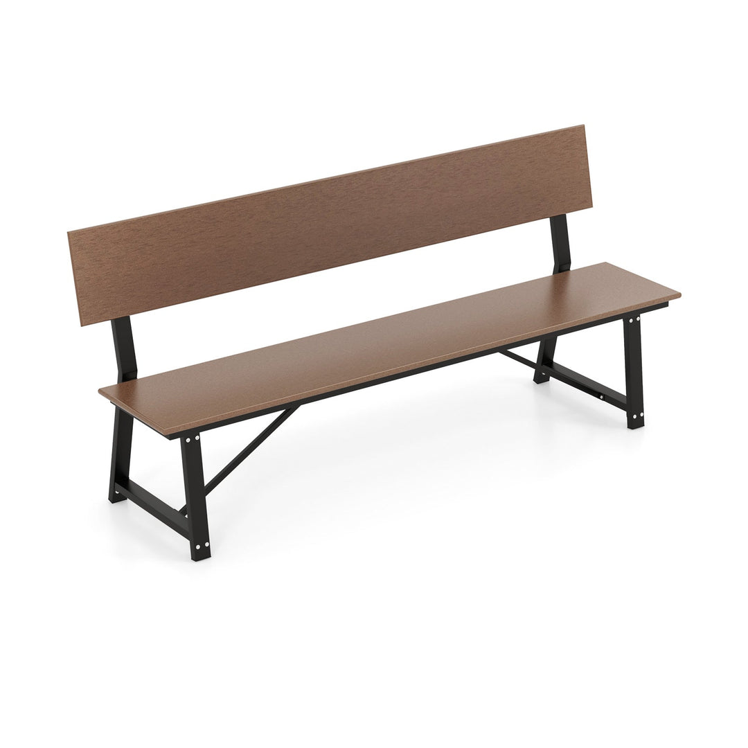 72-Inch Outdoor Bench with HDPE Seat & Back, 1100 lbs Capacity