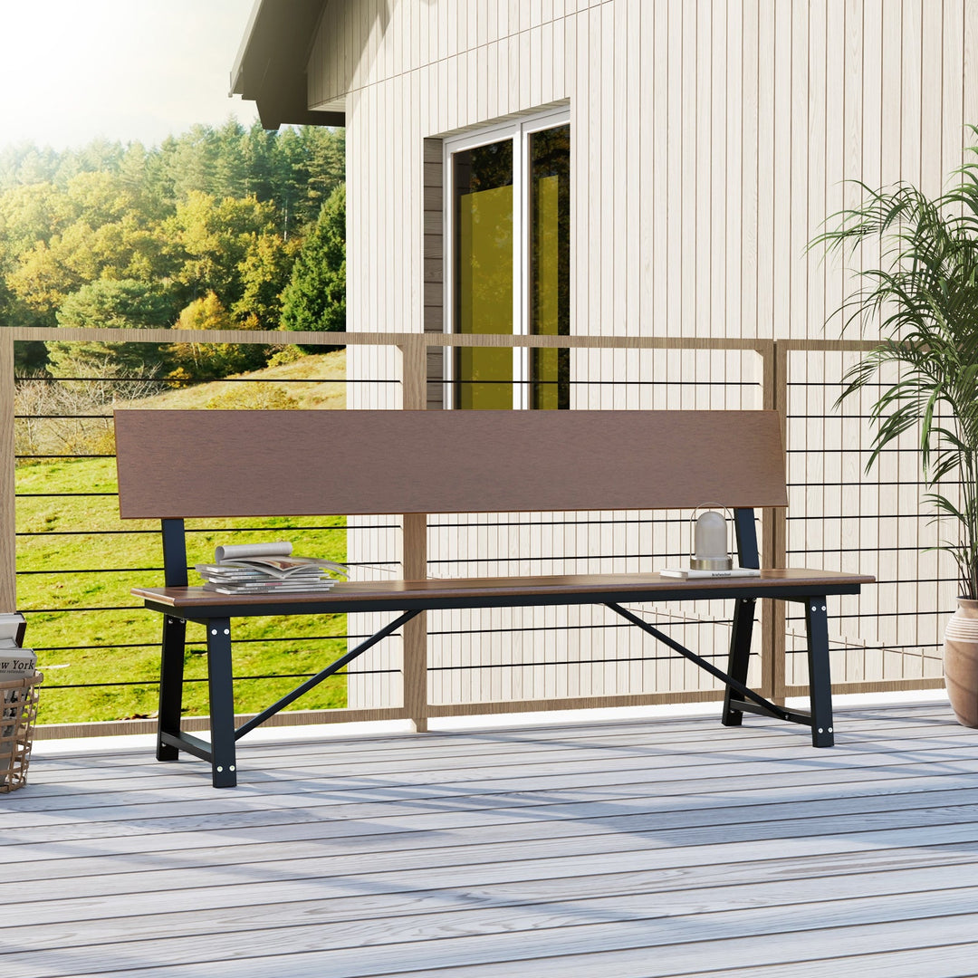 72-Inch Outdoor Bench with HDPE Seat & Back, 1100 lbs Capacity