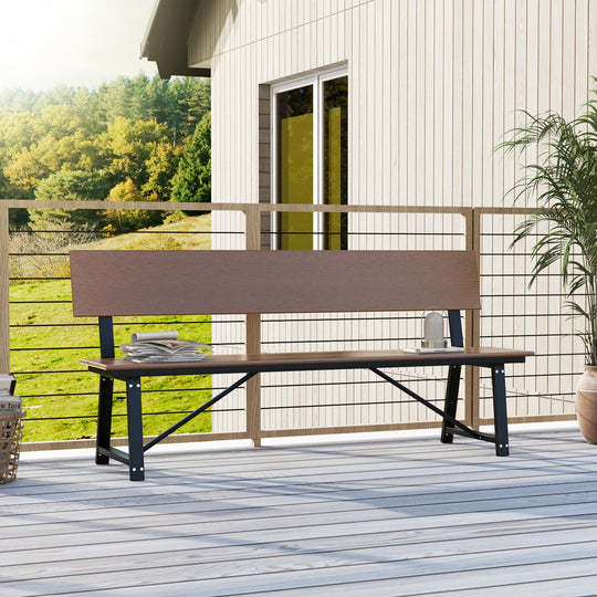 72-Inch Outdoor Bench with HDPE Seat & Back, 1100 lbs Capacity