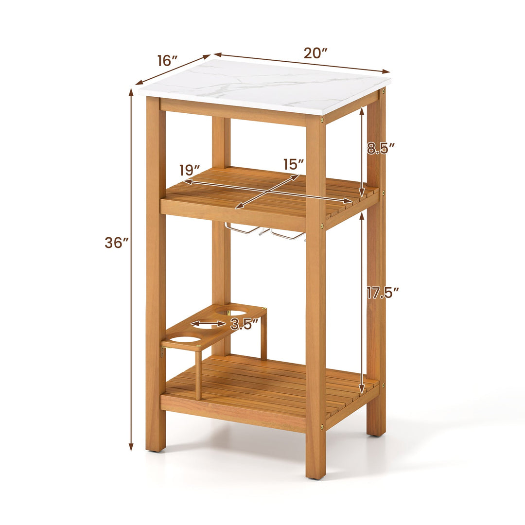 Patio Acacia Wood Storage Cabinet Patio Buffet Cabinet Bar Table
