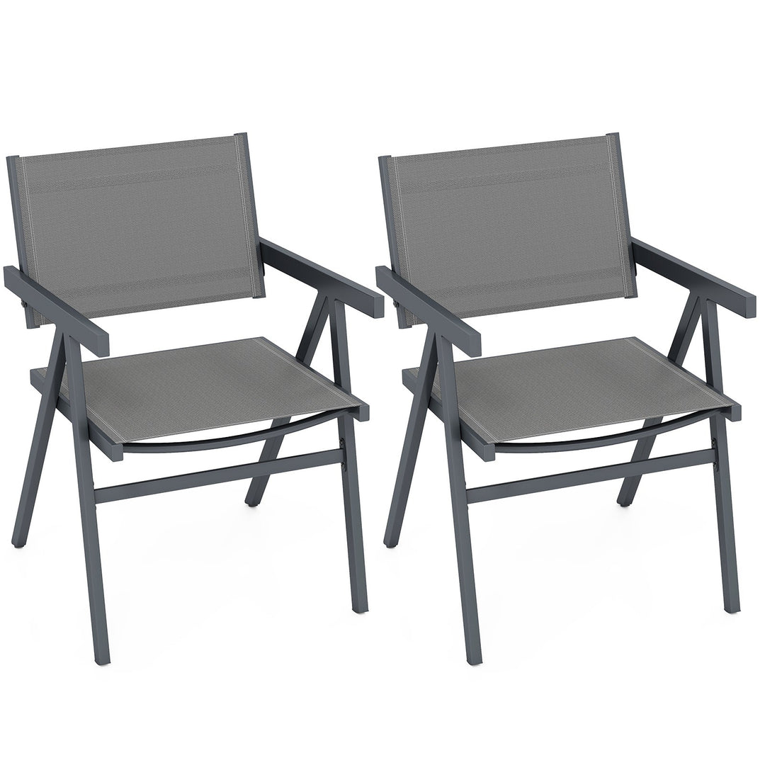 Patio Chairs Set of 2 Outdoor Dining Chair with Breathable Fabric Seat
