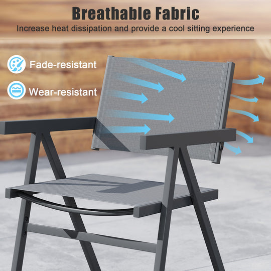 Patio Chairs Set of 2 Outdoor Dining Chair with Breathable Fabric Seat