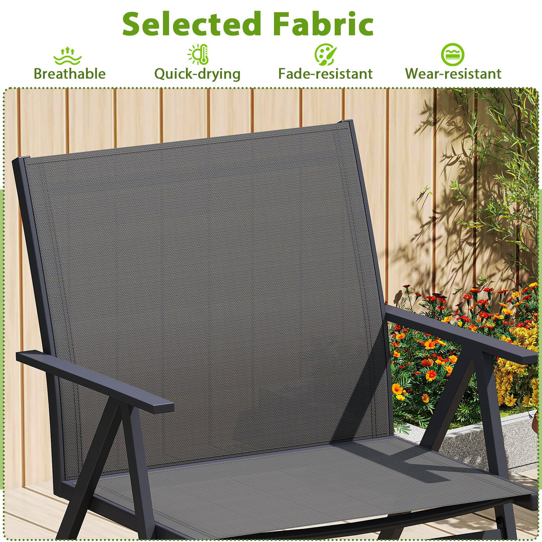 Patio Chairs Set of 2 with Breathable Mesh Fabric and Metal Frame-Gray