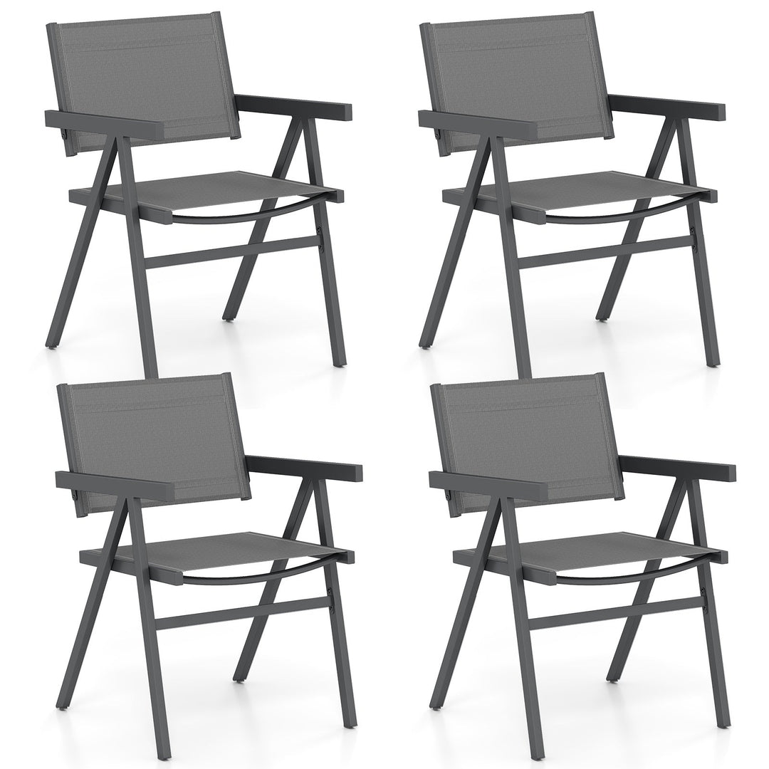 Patio Chairs Set of 2 Outdoor Dining Chair with Breathable Fabric Seat