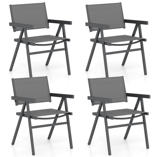 Patio Chairs Set of 2 Outdoor Dining Chair with Breathable Fabric Seat