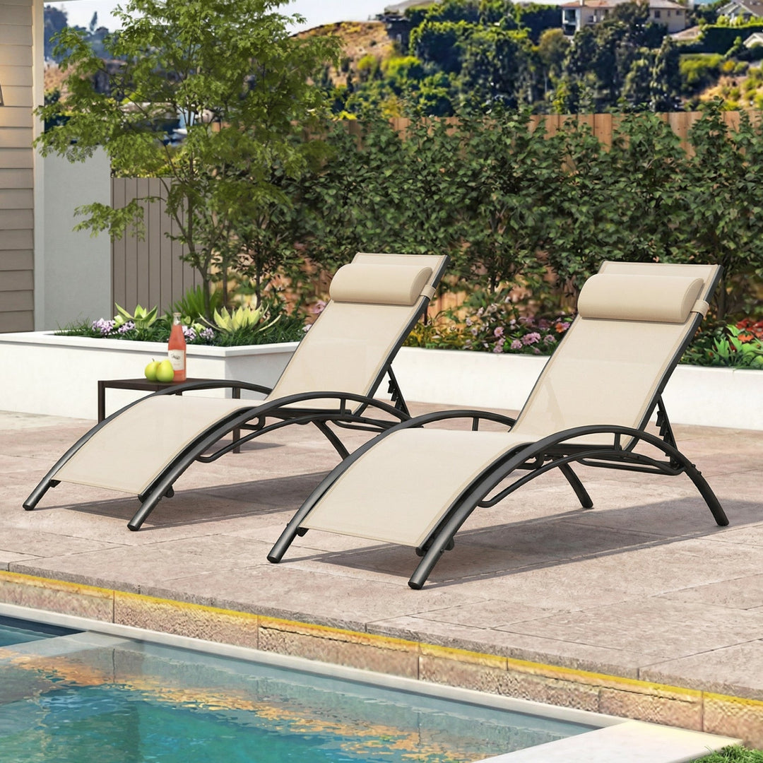 Patio Chaise Lounges Set of 2 Outdoor Recliner with 5-Position Backrest