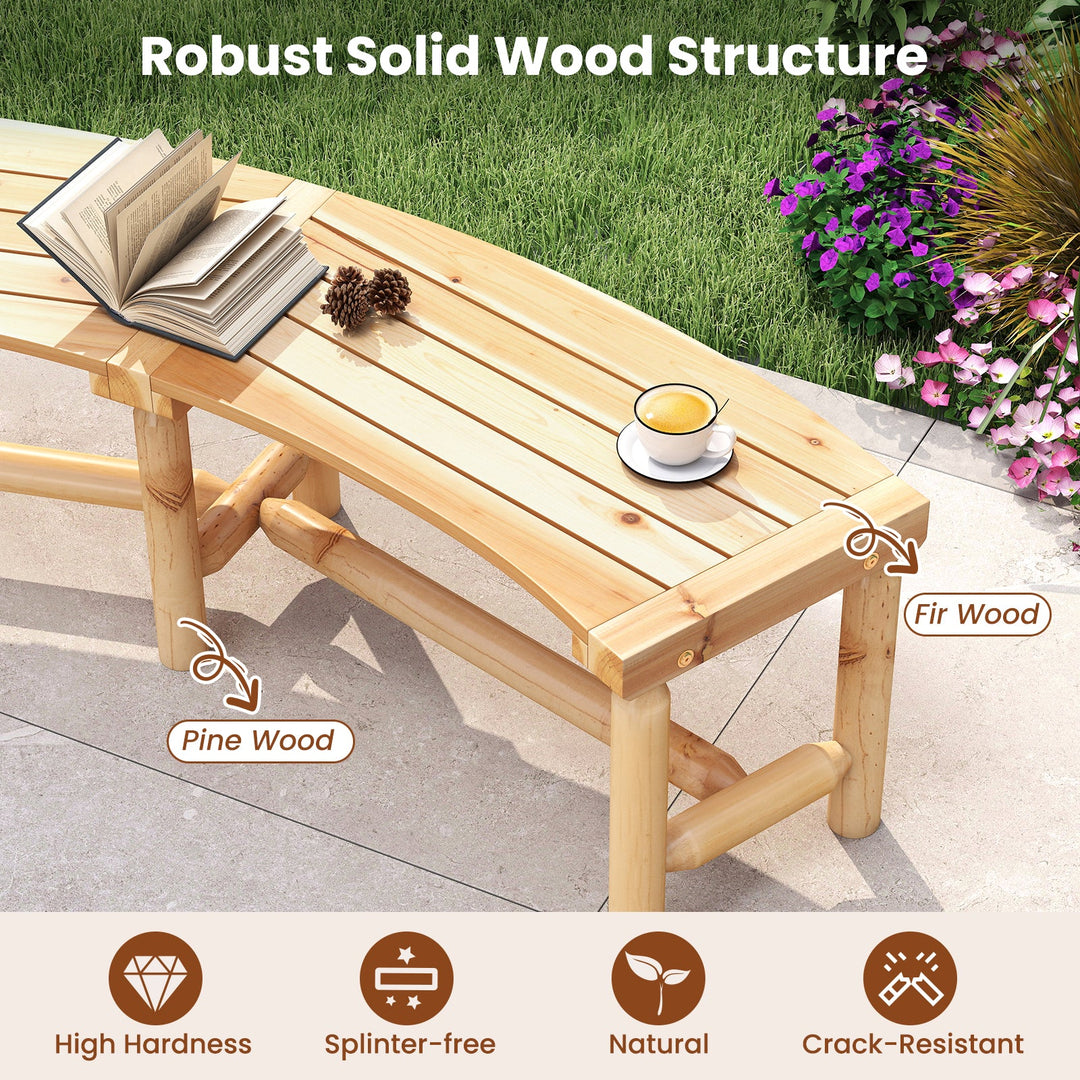 Patio Curved Bench Solid Wood Fire Pit Bench Outdoor Backless Loveseat