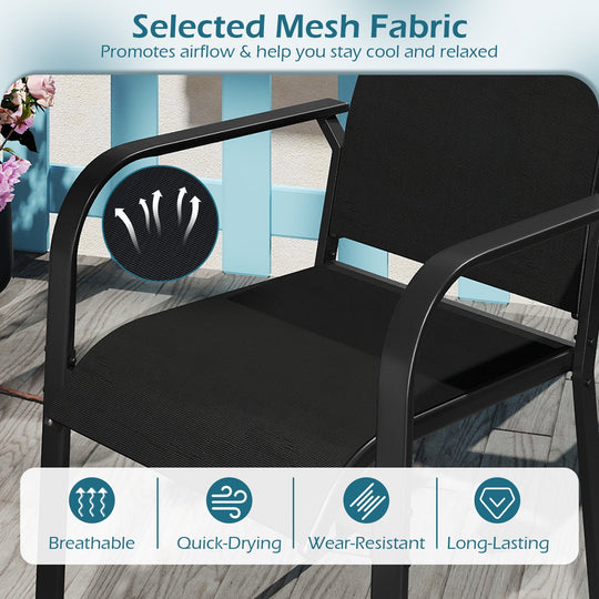 Patio Dining Chairs Set of 2/4/6 Stackable Outdoor Armchairs with Metal Frame