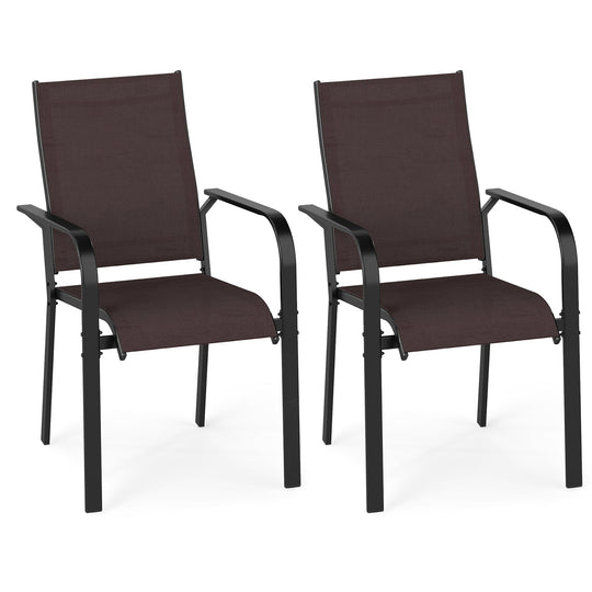 Patio Dining Chairs Set of 2/4/6 Stackable Outdoor Armchairs