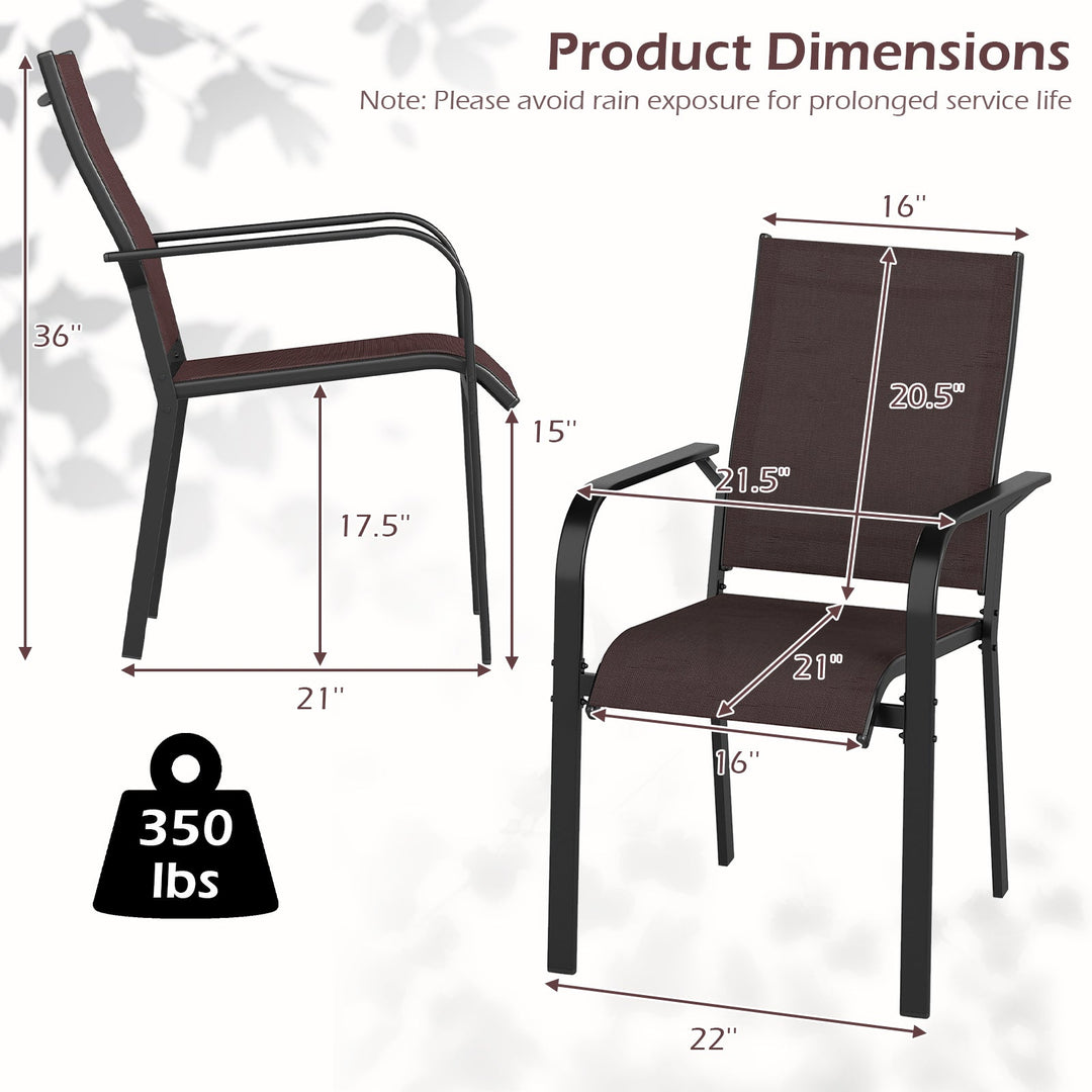 Patio Dining Chairs Set of 2/4/6 Stackable Outdoor Armchairs