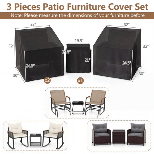 Waterproof Patio Furniture Covers for 3-Piece Bistro Set