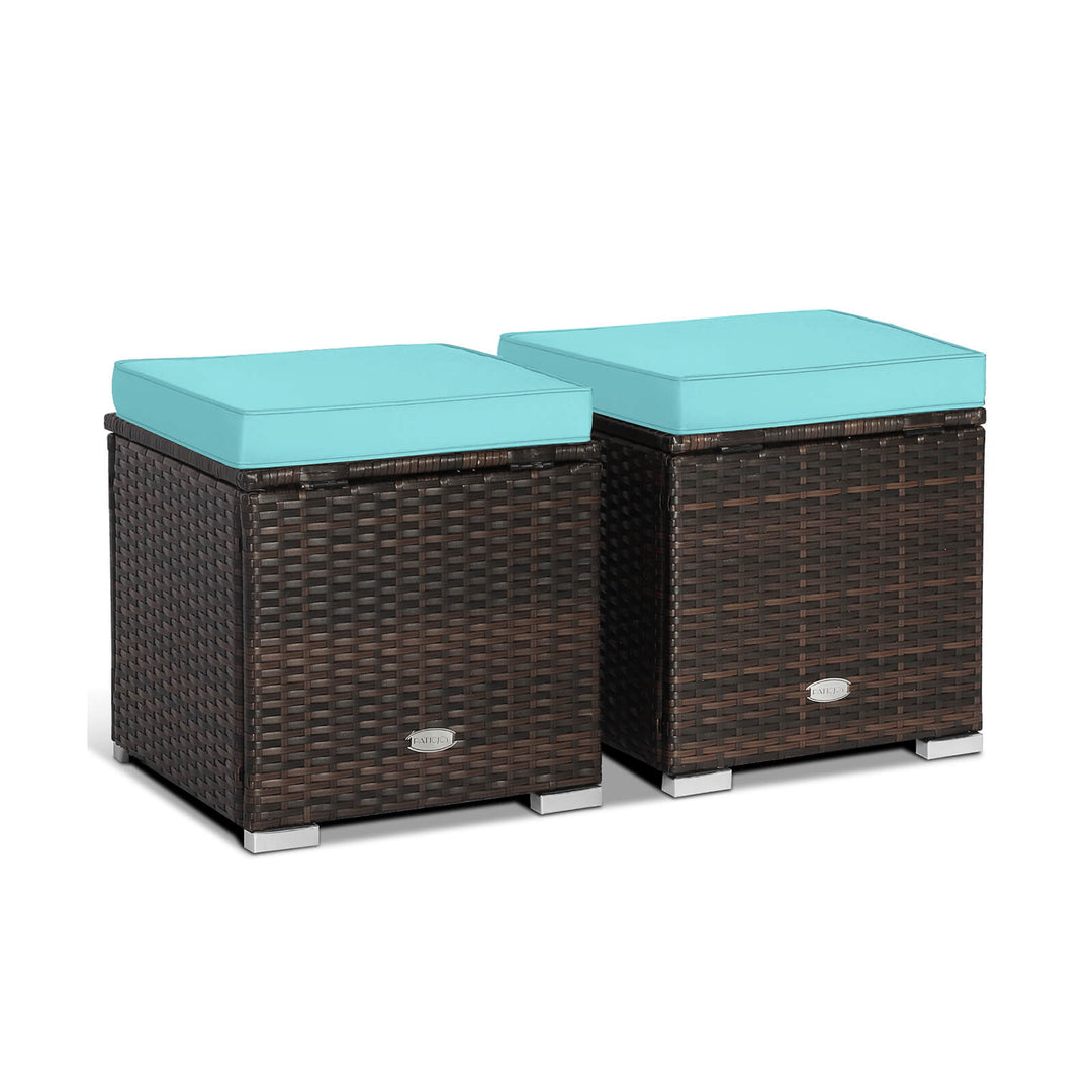 2 Pieces Patio Ottoman with Hidden Storage Space-Mix Grey