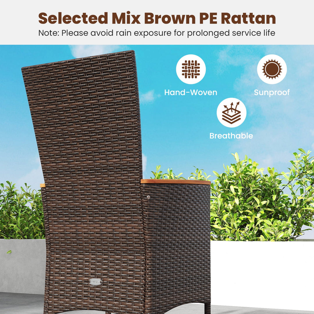 Patio Rattan Chairs Set of 4 Outdoor Wicker Dining Chairs with High Backrest-Beige