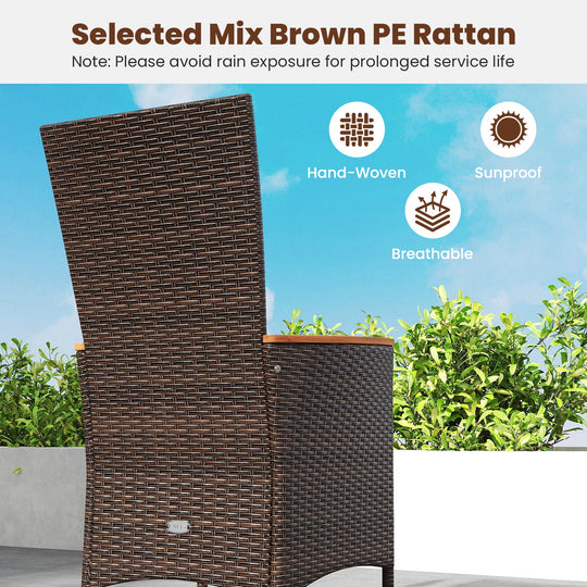 Patio Rattan Chairs Set of 4 Outdoor Wicker Dining Chairs with High Backrest-Beige