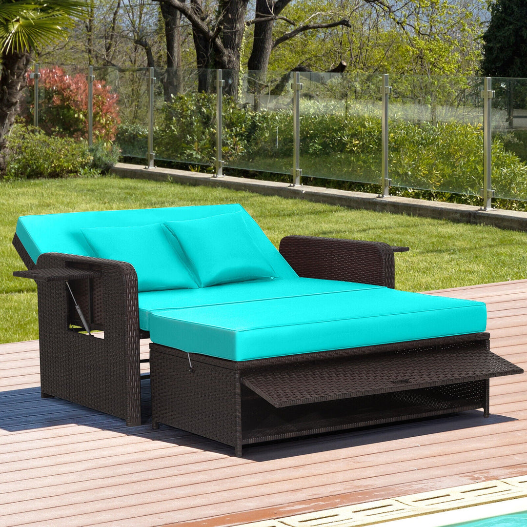 Outdoor Rattan Daybed with 4-Position Adjustable Backrest