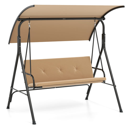 2-Person Patio Swing Chair with Adjustable Canopy