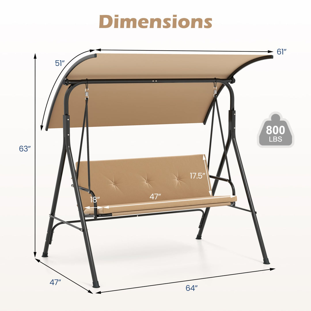2-Person Patio Swing Chair with Adjustable Canopy