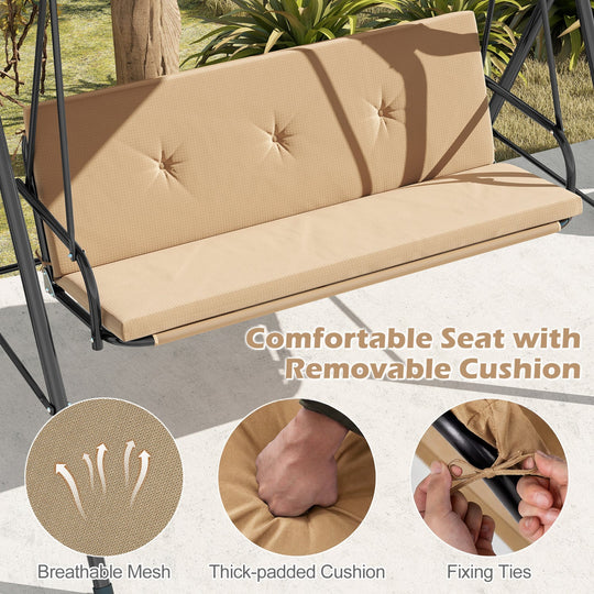2-Person Patio Swing Chair with Adjustable Canopy