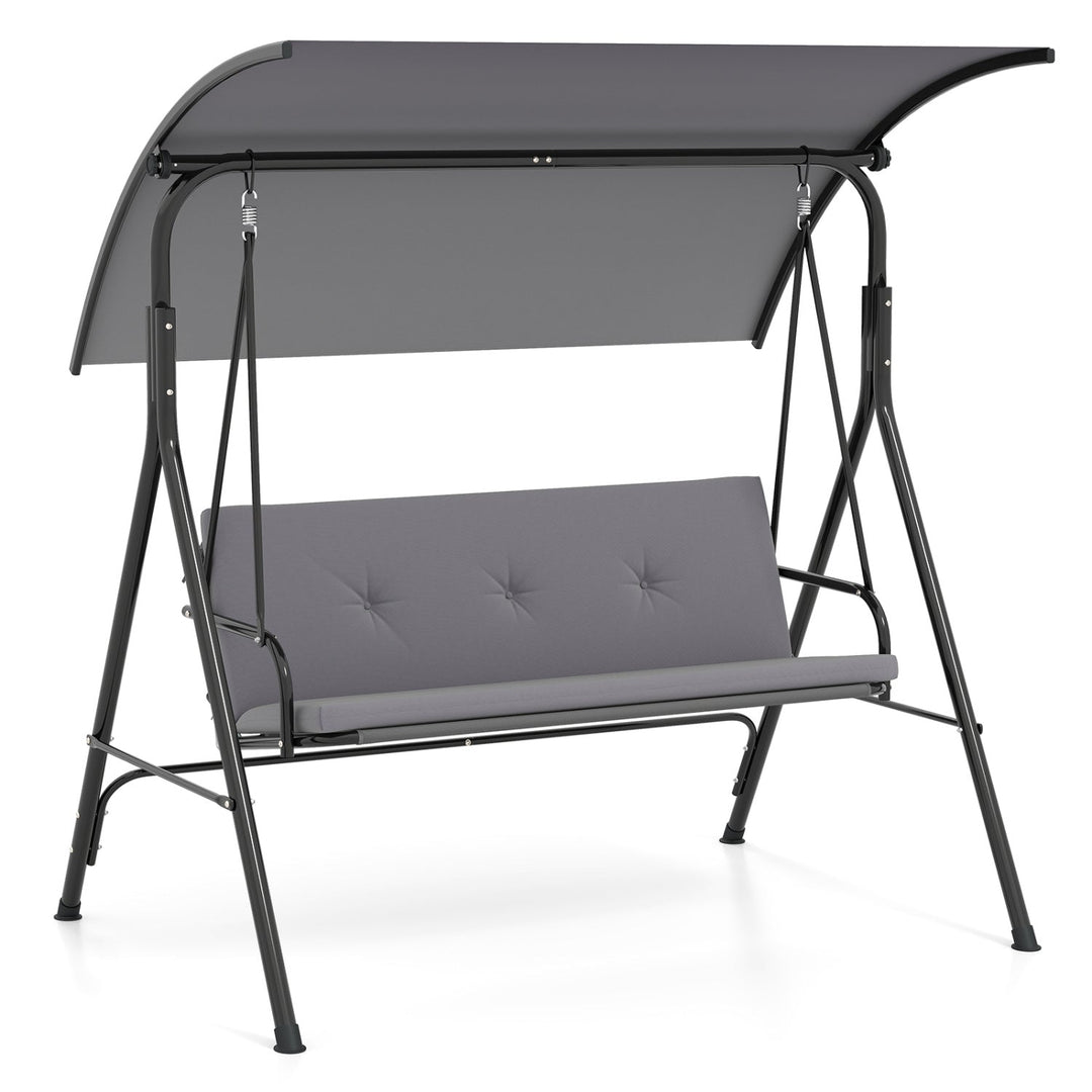 2-Person Patio Swing Chair with Adjustable Canopy
