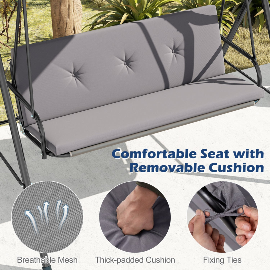 2-Person Patio Swing Chair with Adjustable Canopy