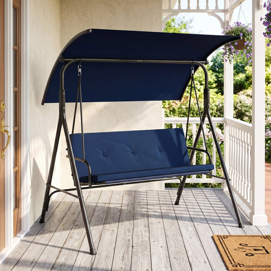 2-Person Patio Swing Chair with Adjustable Canopy