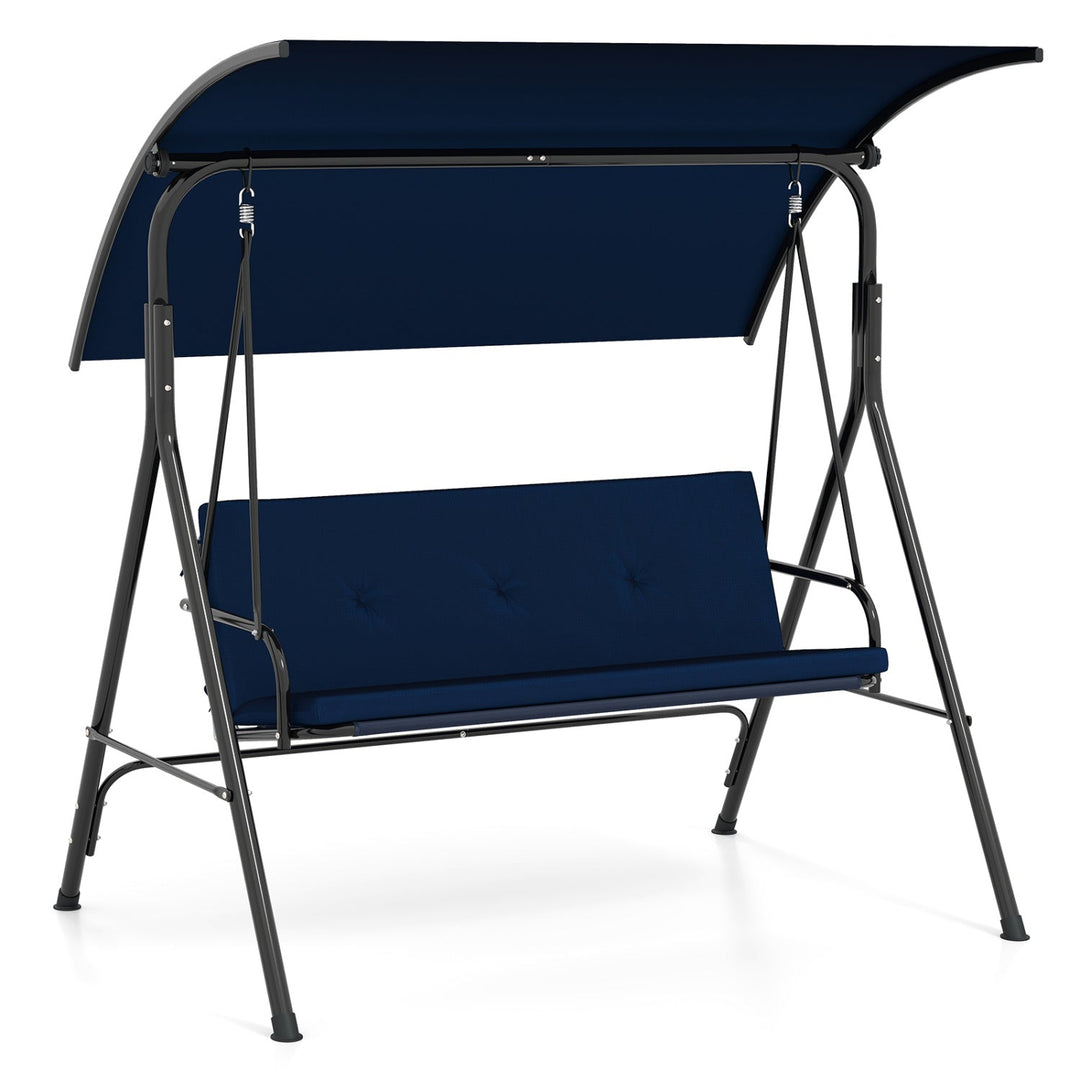 2-Person Patio Swing Chair with Adjustable Canopy