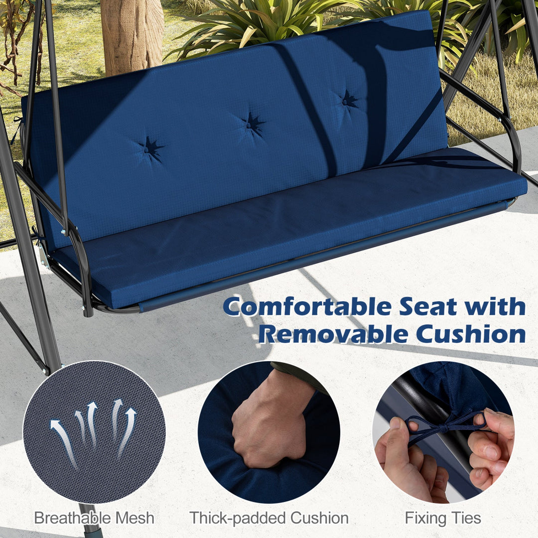 2-Person Patio Swing Chair with Adjustable Canopy