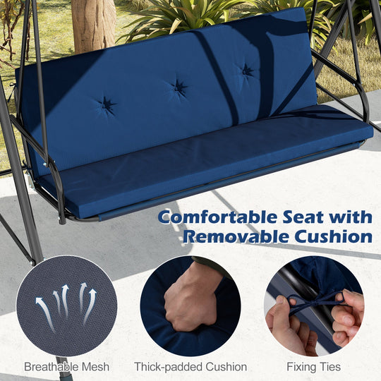 2-Person Patio Swing Chair with Adjustable Canopy
