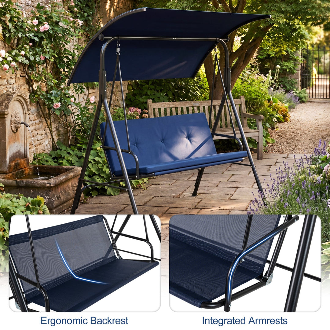 2-Person Patio Swing Chair with Adjustable Canopy