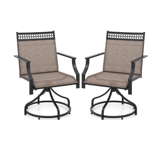Patio Swivel Dining Chairs Set of 2 with Heavy-duty Metal Frame and Armrests