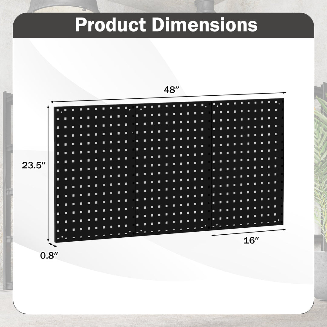 Wall-Mounted Pegboard Kit with 3 Pegboards for Garage Workshop