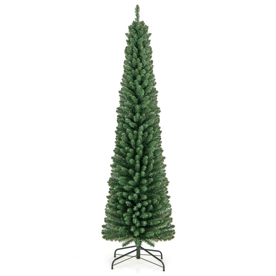 Pencil Christmas Tree with Memory Wire Branch Tips and Warm LED Lights