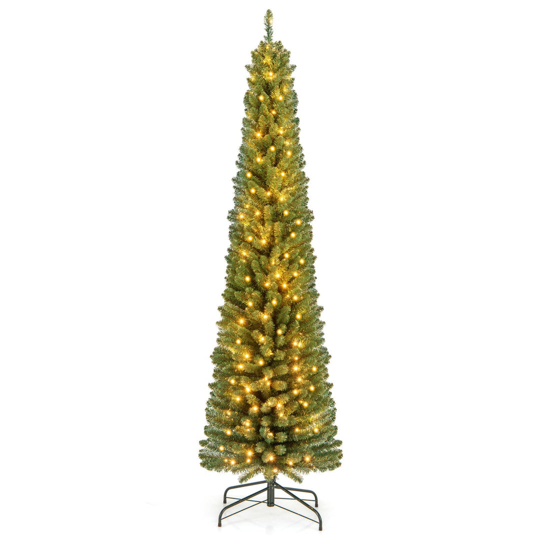 Pencil Christmas Tree with Memory Wire Branch Tips and Warm LED Lights
