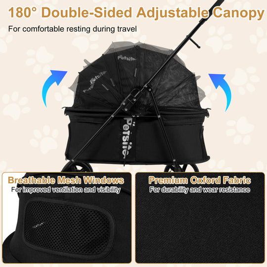 Foldable Pet Stroller for Small to Medium Dogs with Brake